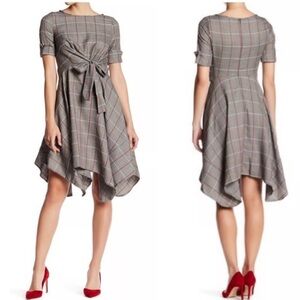 Eva Franco Ezra Asymmetrical Dress Gray Plaid Fit & Flare Cotton Rayon Sz 4 USA